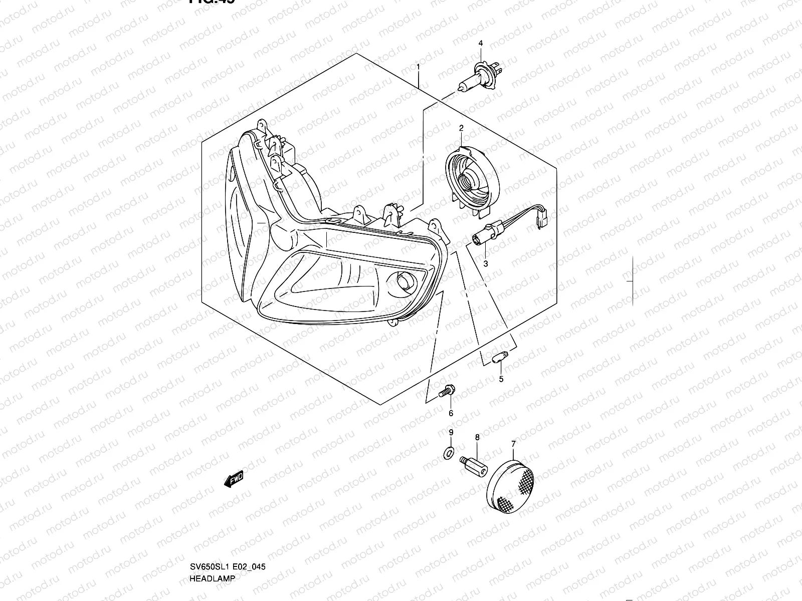 45 - HEADLAMP (SV650SUL1 E24)