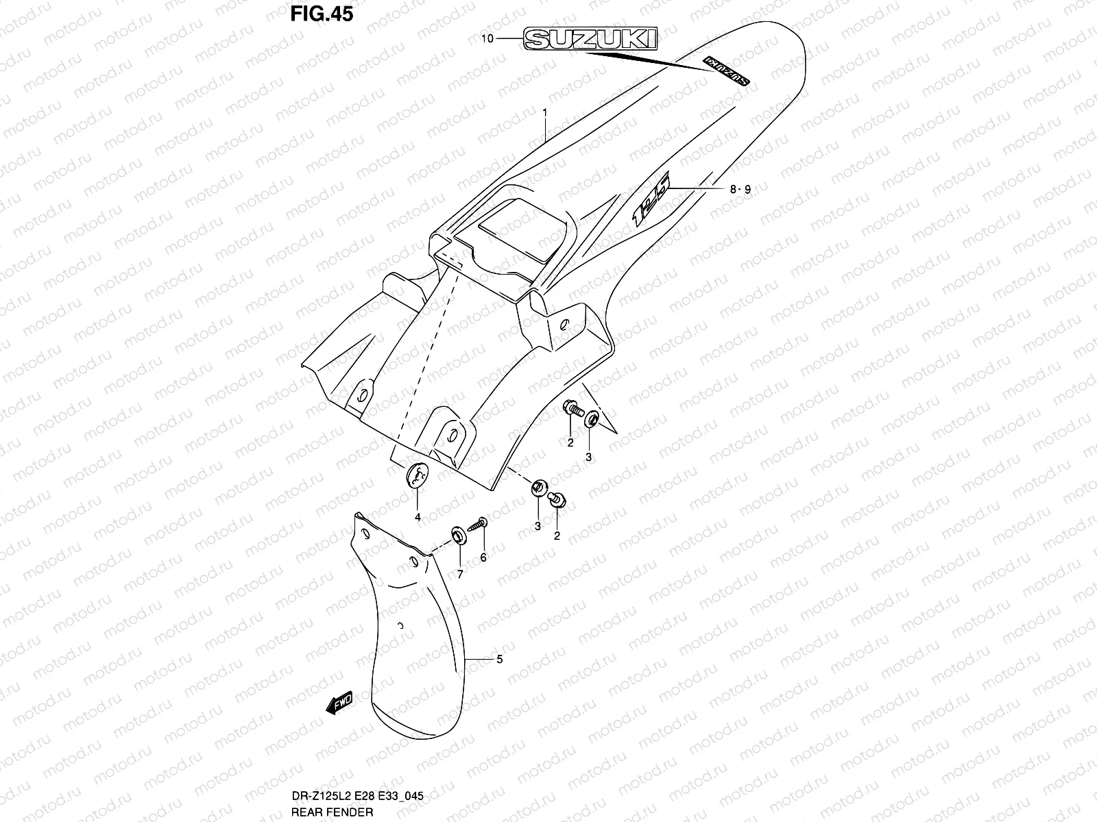 45 - REAR FENDER (DR-Z125L2 E28)