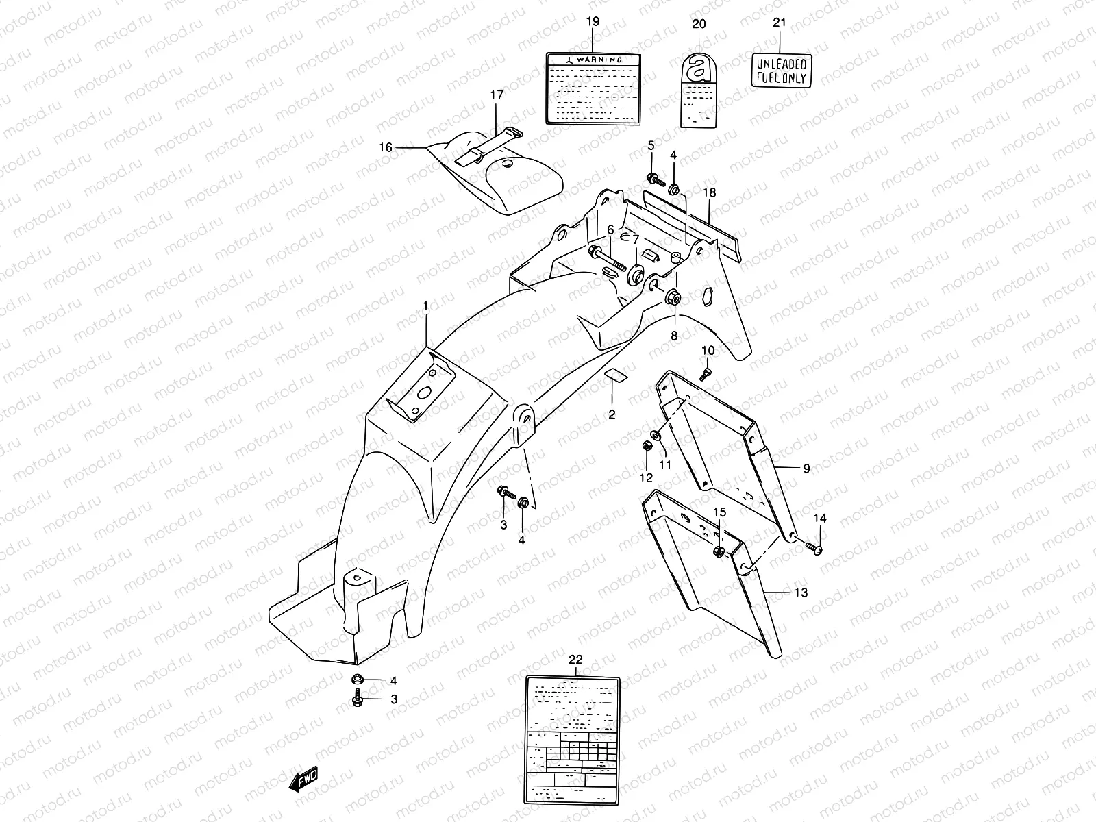 45 - REAR FENDER - LABEL (MODEL L/M/N/P/R)