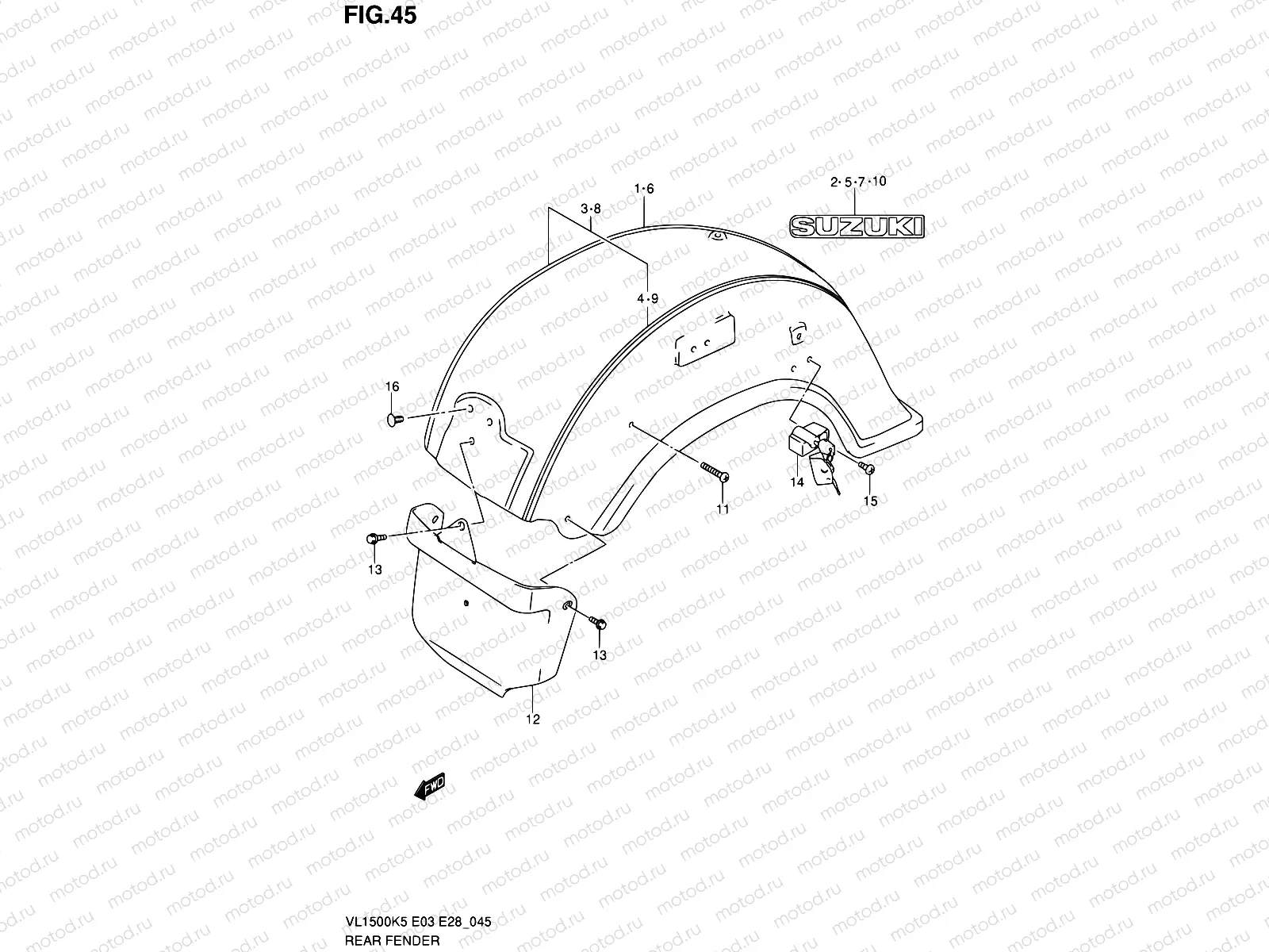 45 - REAR FENDER (MODEL K5/K6)