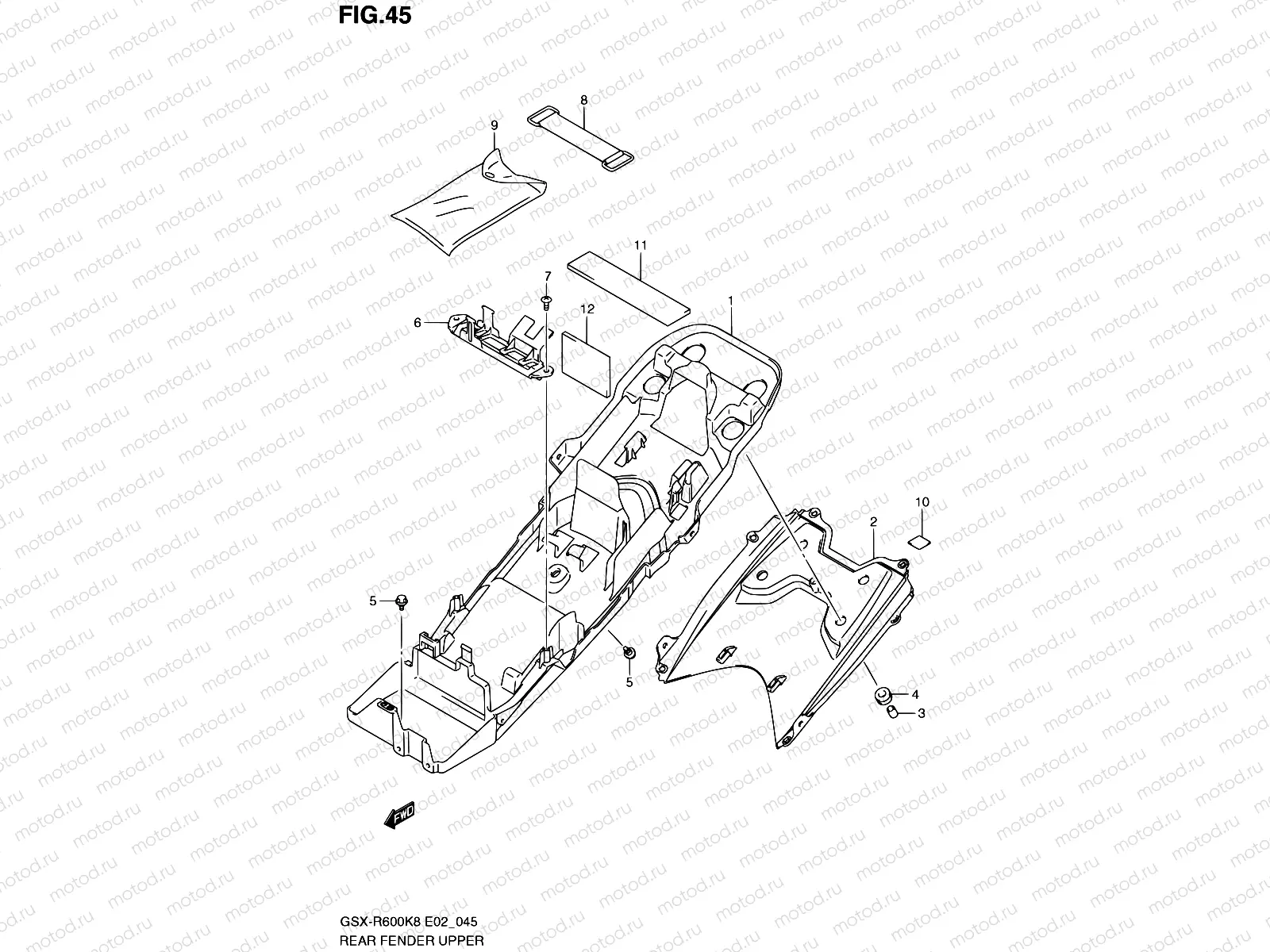 45 - REAR FENDER UPPER