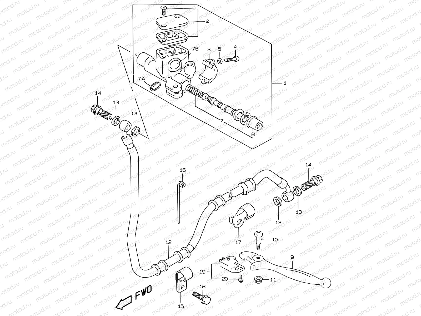 45 - REAR MASTER CYLINDER (MODEL AY50W/WR X/Y/K1)