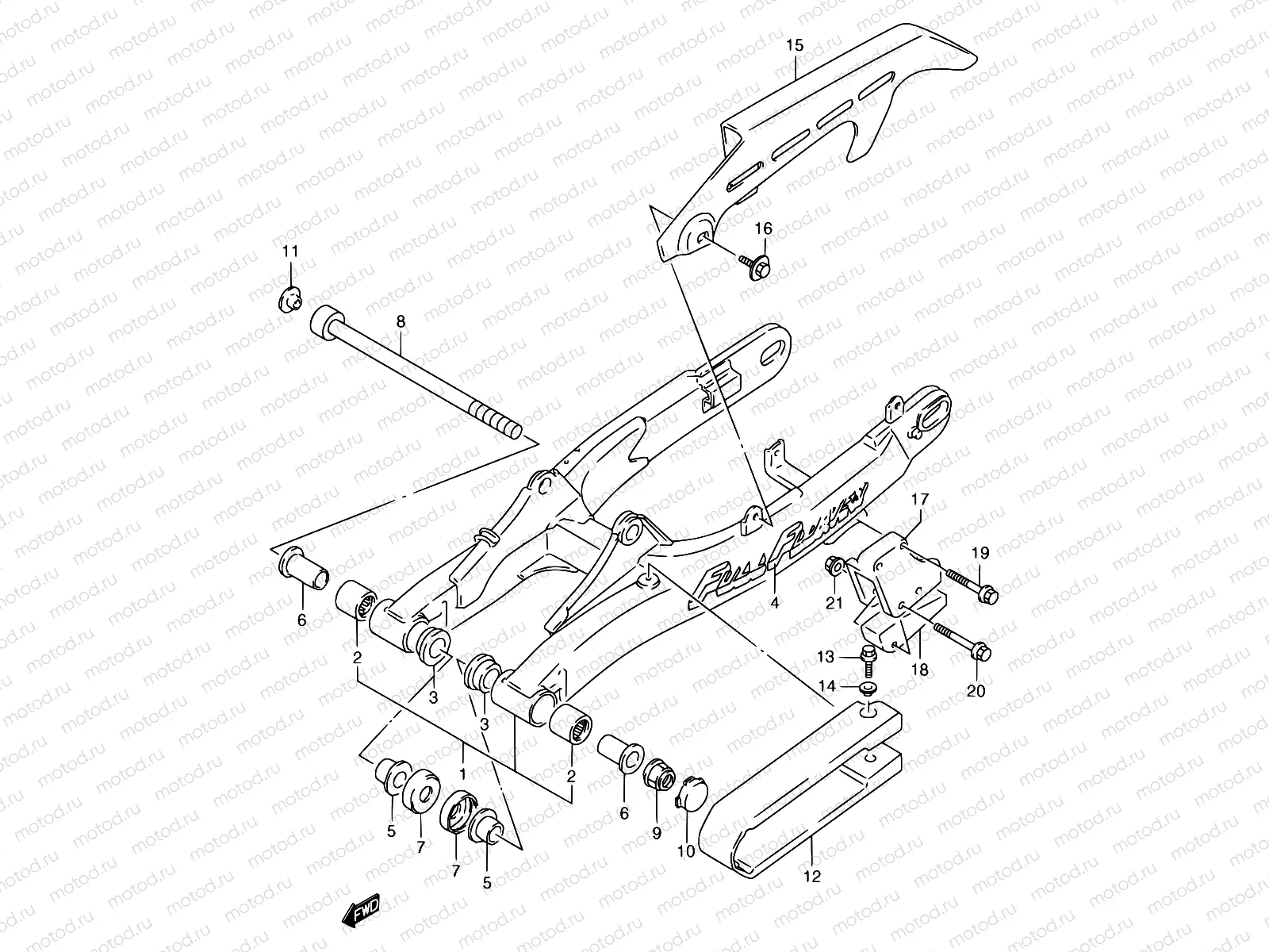 45 - REAR SWINGING ARM (MODEL K/L)