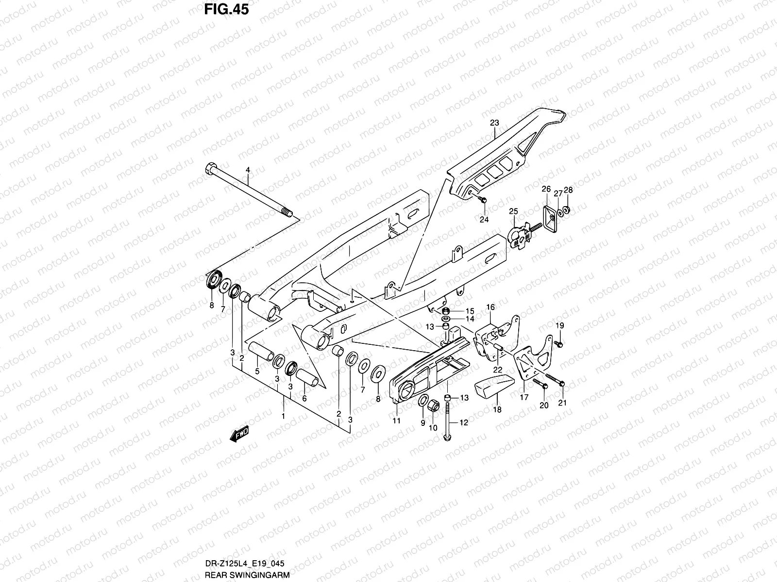 45 - REAR SWINGINGARM (DR-Z125L4 E19)