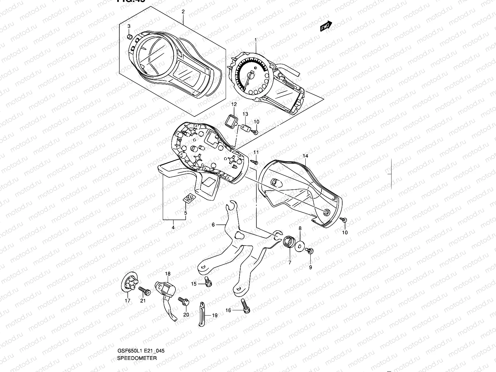 45 - SPEEDOMETER (GSF650UAL1 E21)