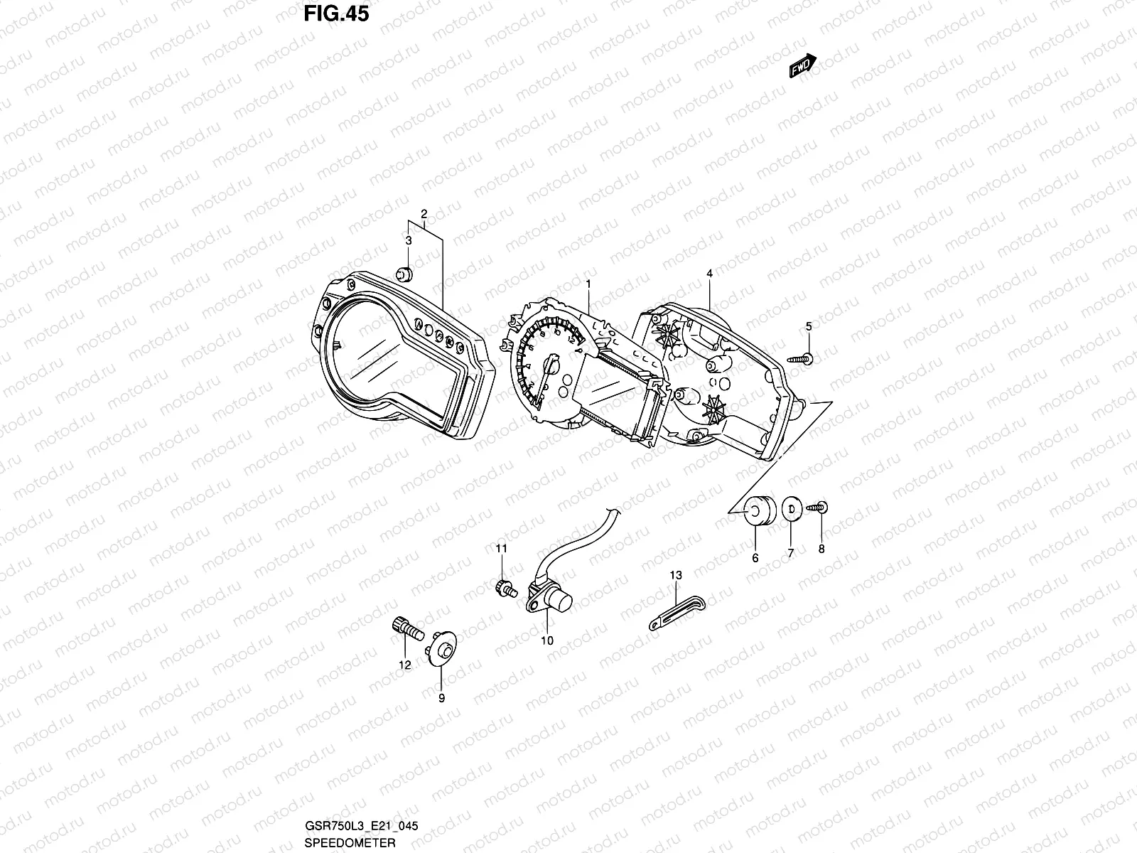 45 - SPEEDOMETER (GSR750L3 E24)