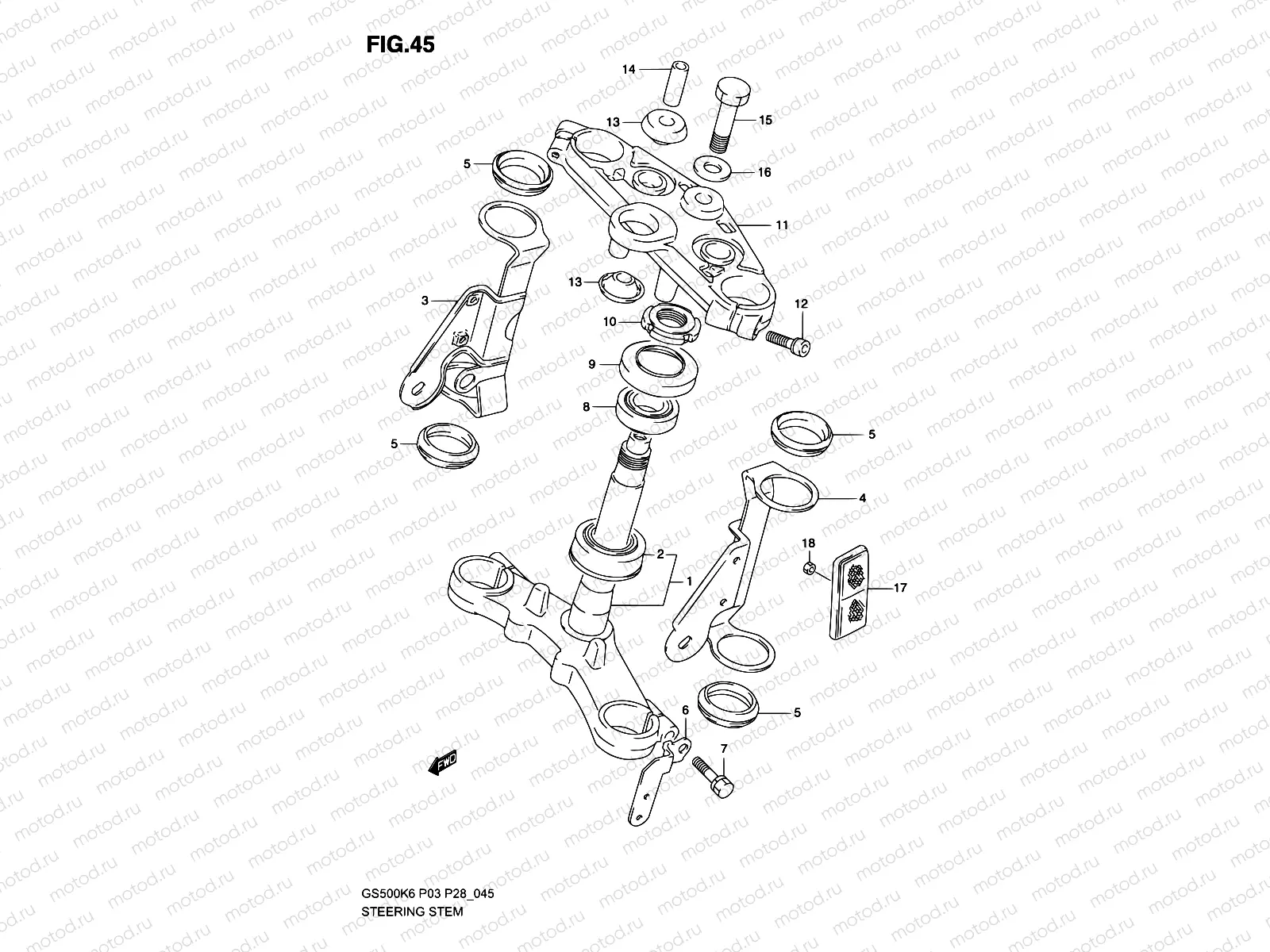 45 - STEERING STEM (MODEL K3)
