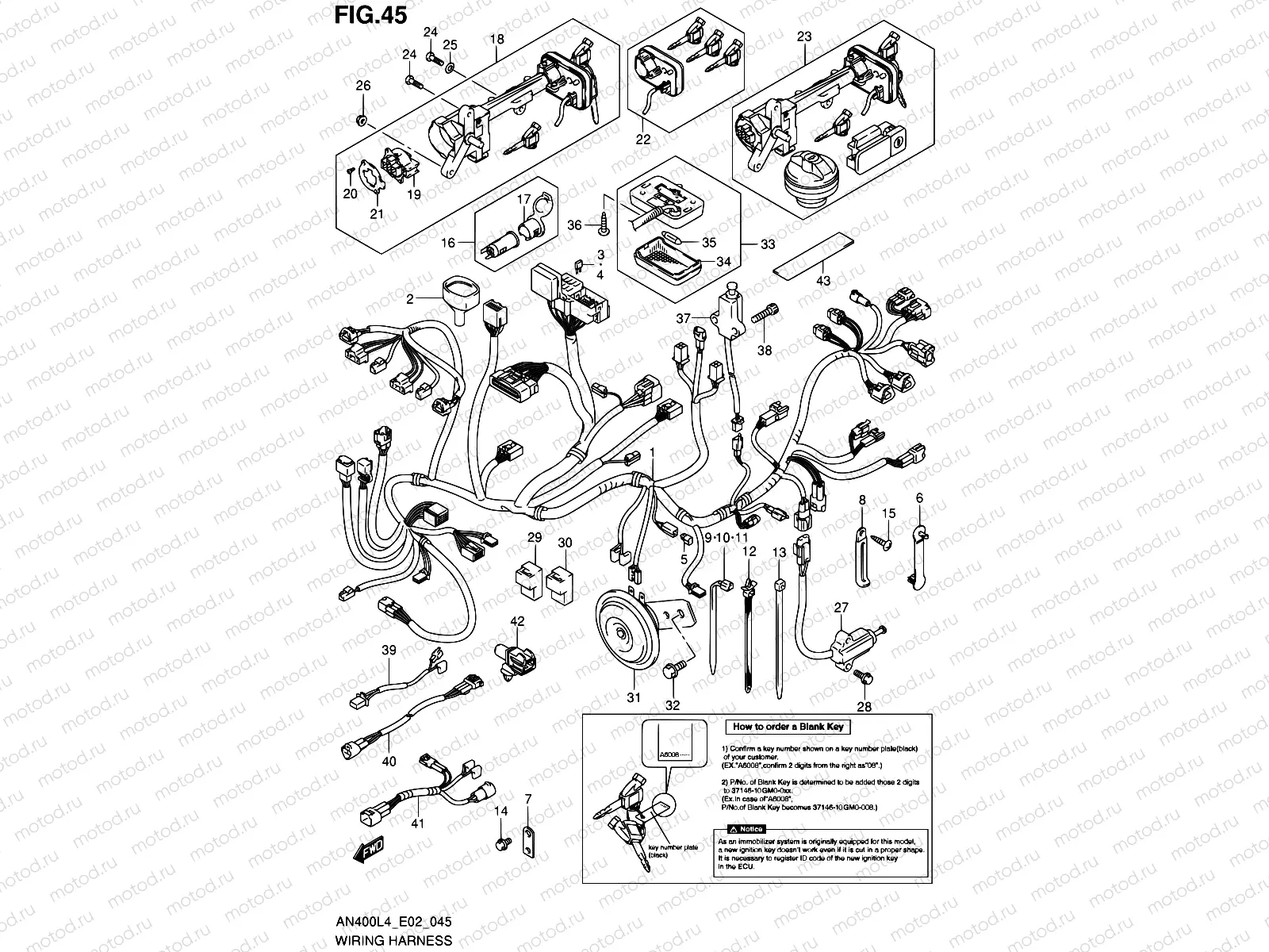 45 - WIRING HARNESS (AN400L4 E19)