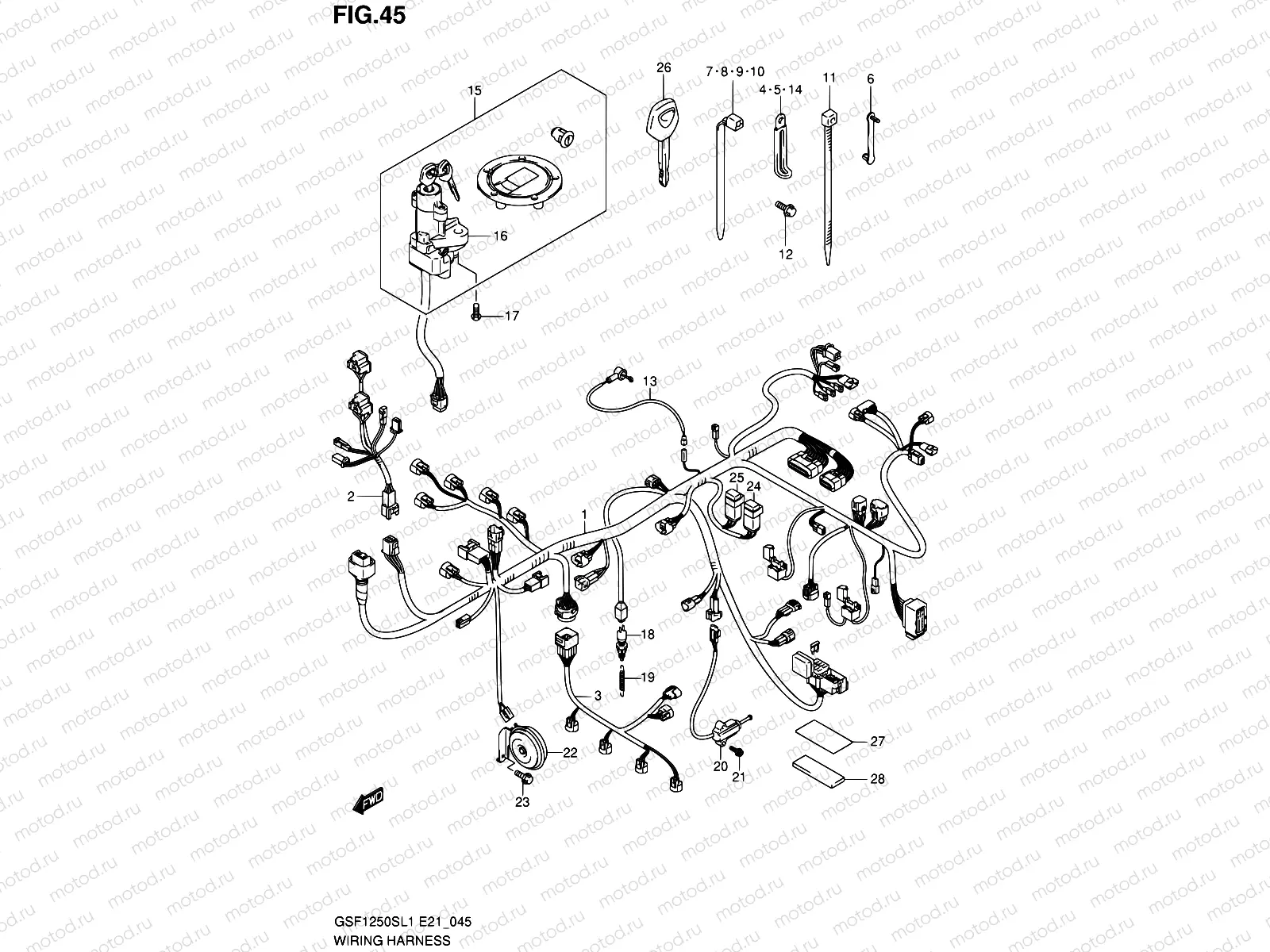45 - WIRING HARNESS (GSF1250SAL1 E21)