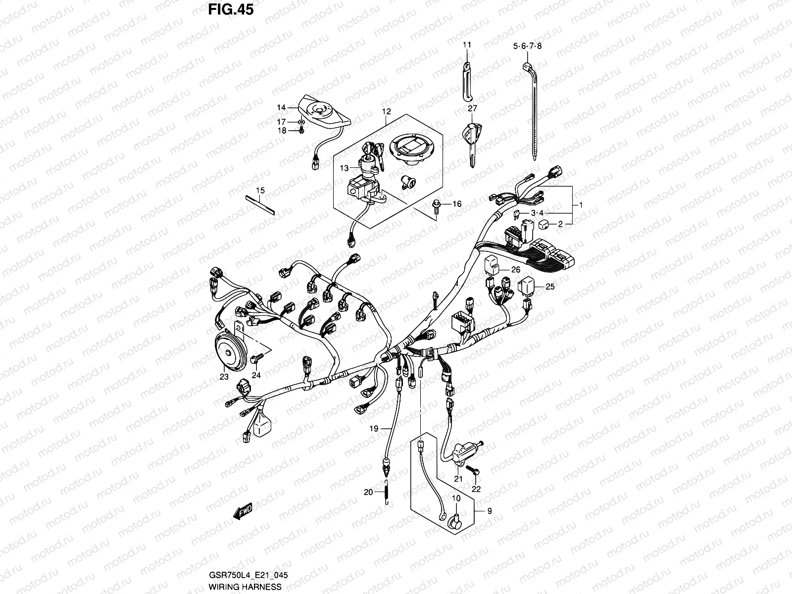 45 - WIRING HARNESS (GSR750L4 E21)