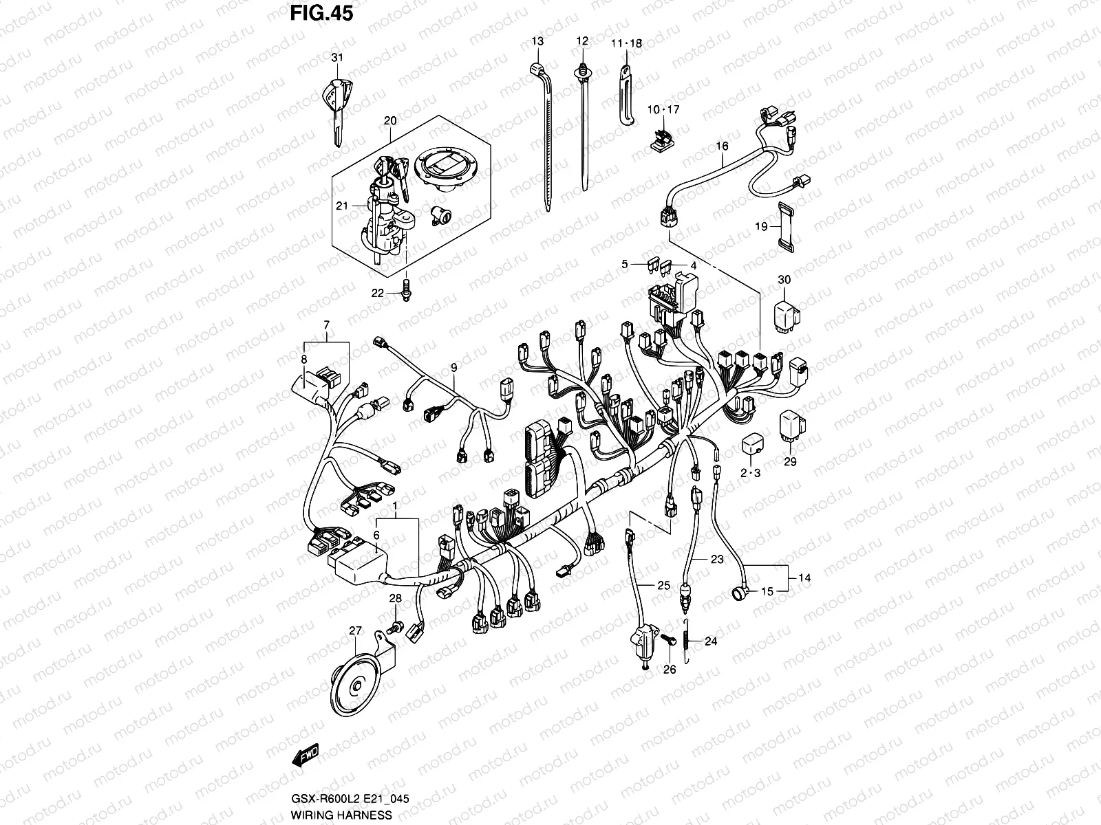 45 - WIRING HARNESS (GSX-R600UFL2 E21)