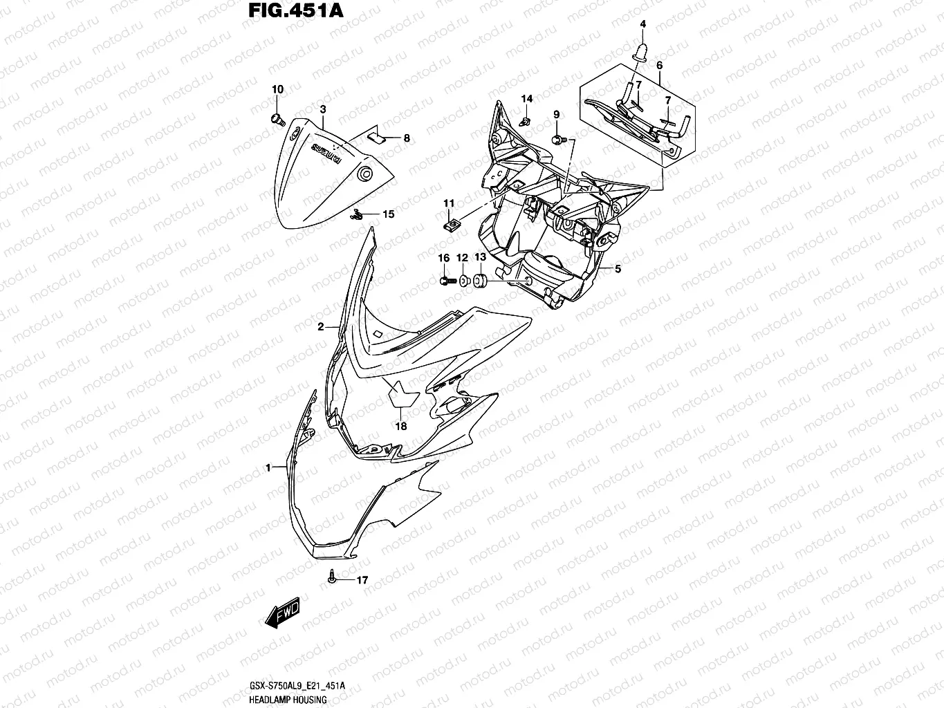451A - HEADLAMP HOUSING (GSX-S750AL9 E21)