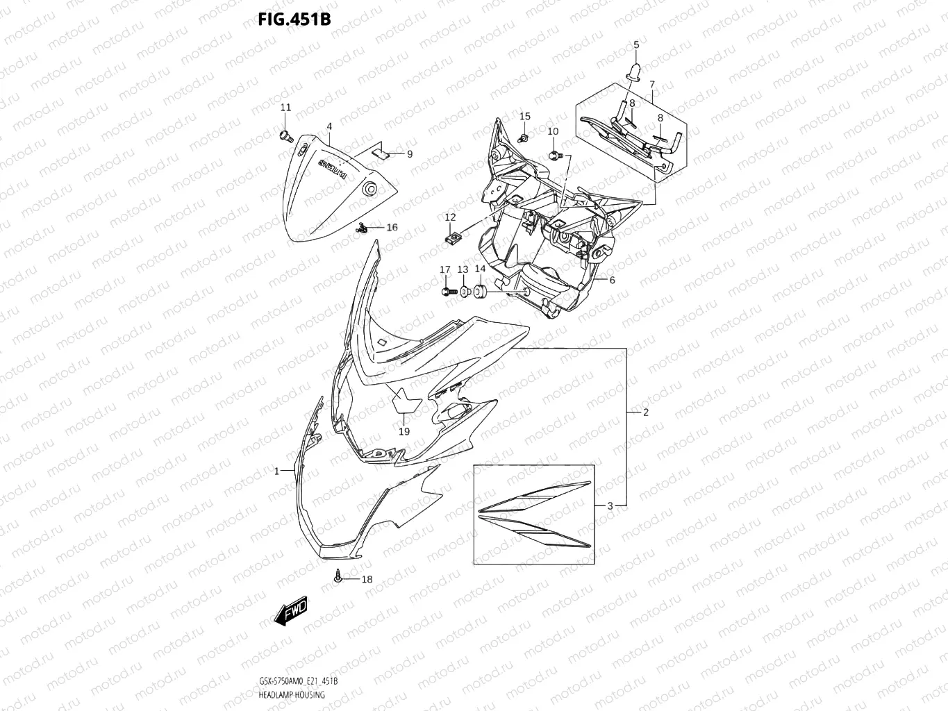 451B - HEADLAMP HOUSING (GSX-S750AZ,GSX-S750UQZ,GSX-S750WQZ)