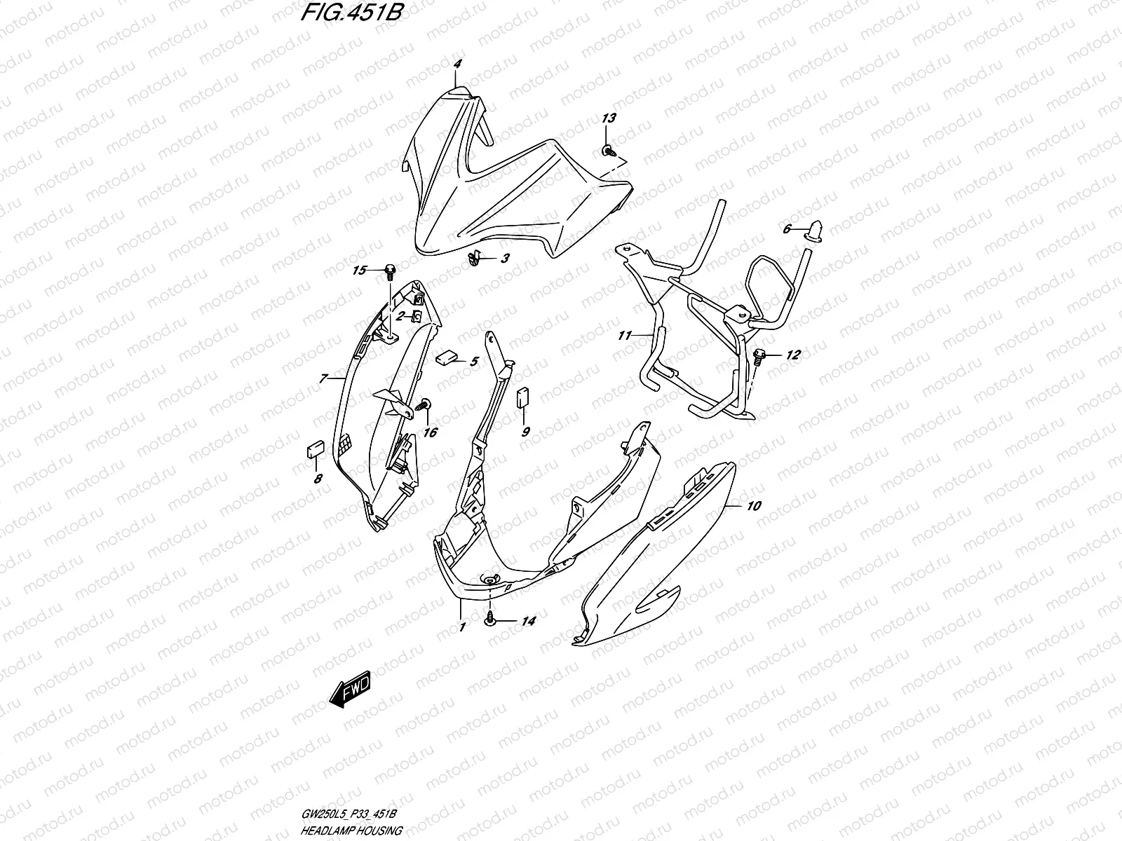 451B - HEADLAMP HOUSING (GW250ZL5 P33)