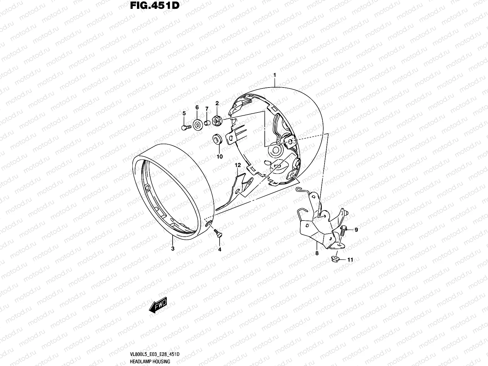 451D - HEADLAMP HOUSING (VL800TL5 E28)