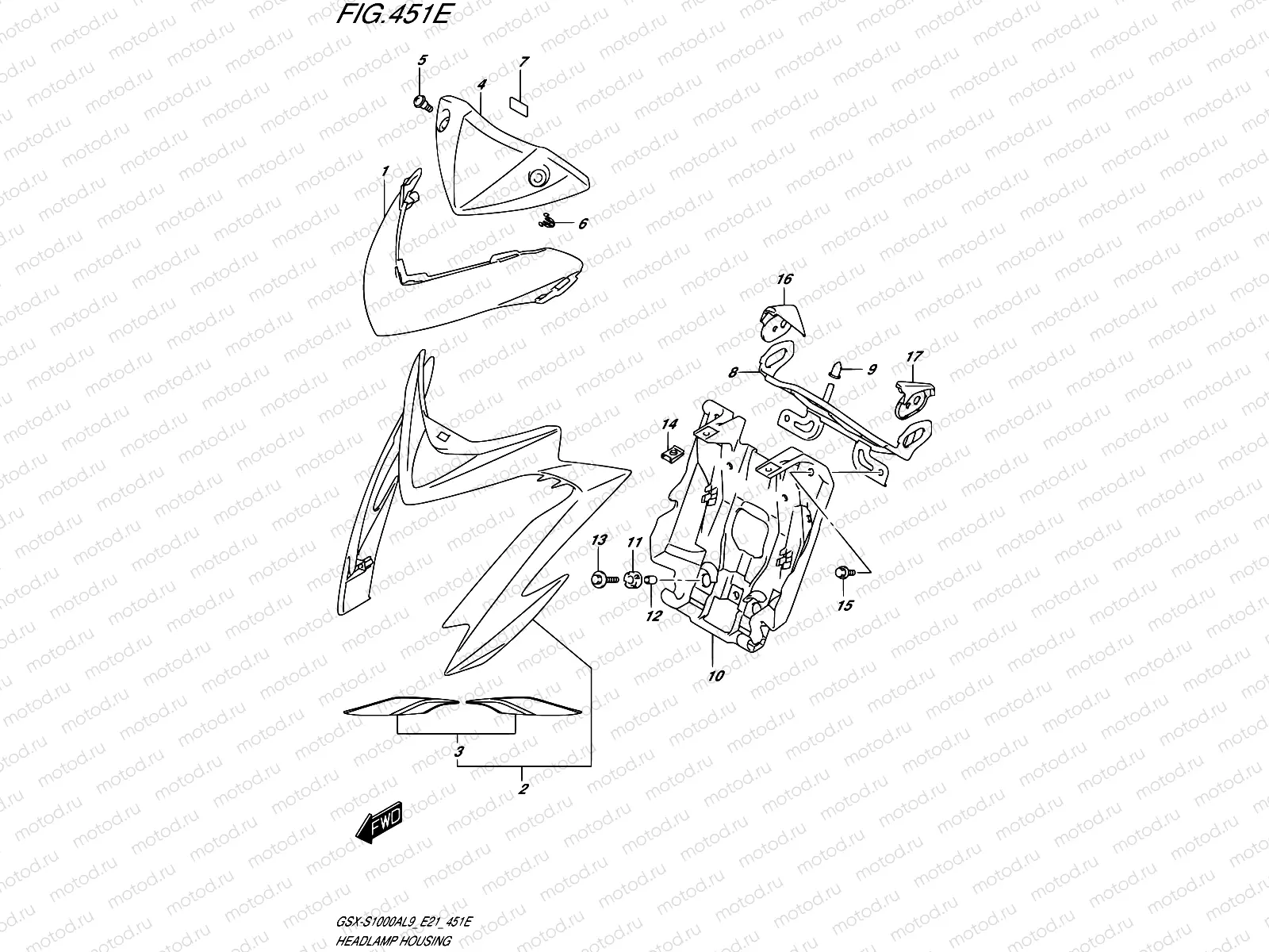 451E - HEADLAMP HOUSING (GSX-S1000YAUFL9 E21)
