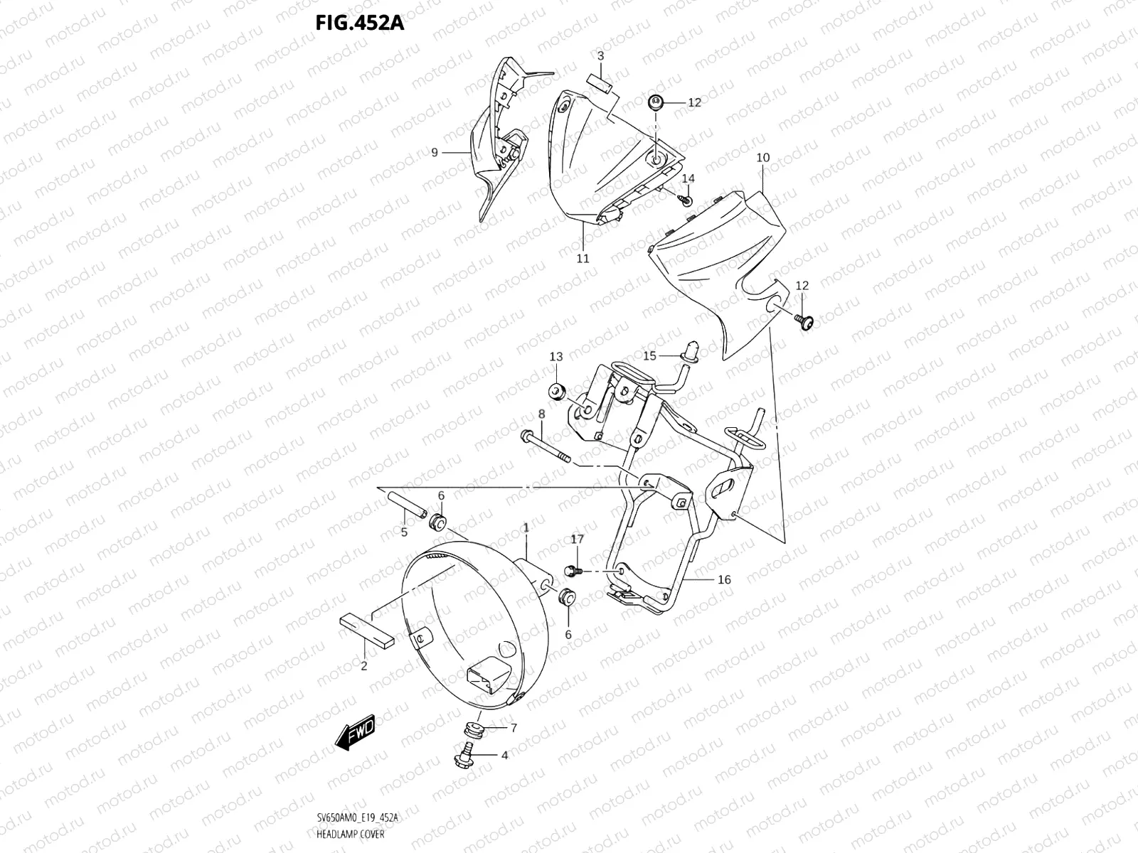 452A - HEADLAMP COVER (SV650A,SV650AU)