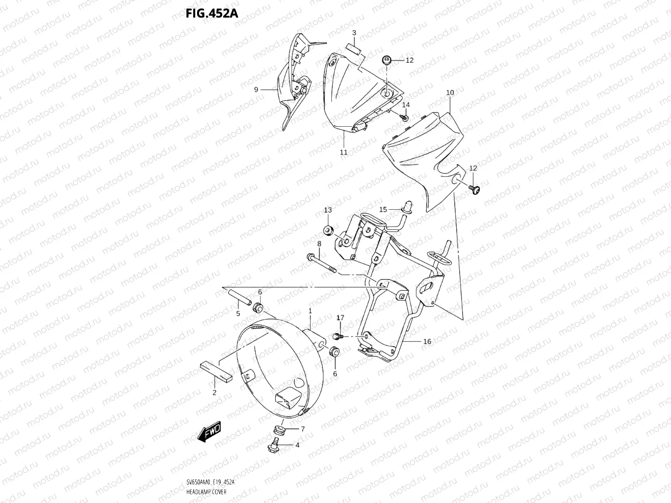 452A - HEADLAMP COVER (SV650A,SV650AU)
