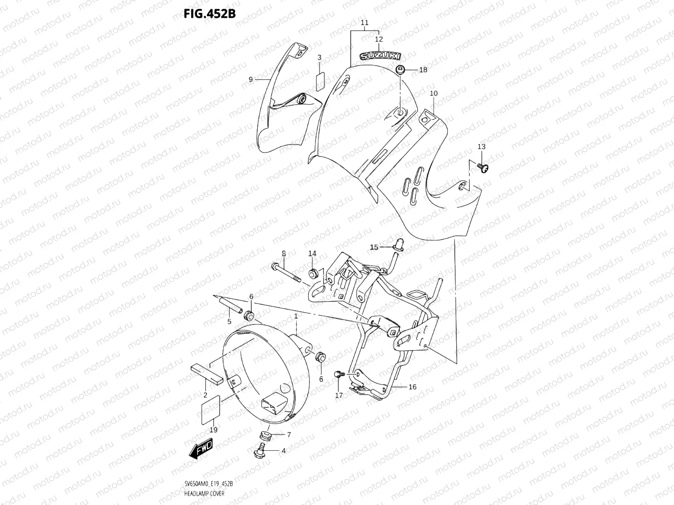 452B - HEADLAMP COVER (SV650XA,SV650XAU)