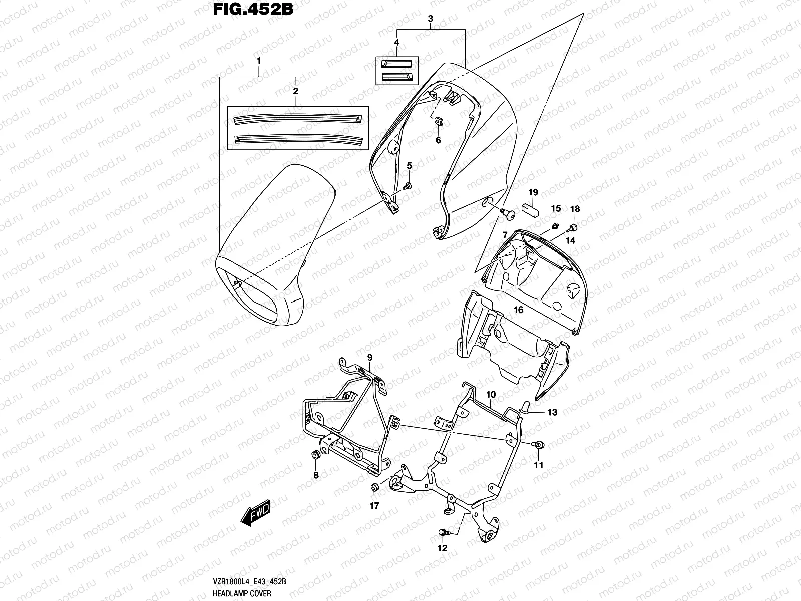 452B - HEADLAMP COVER (VZR1800ZL4 E43)