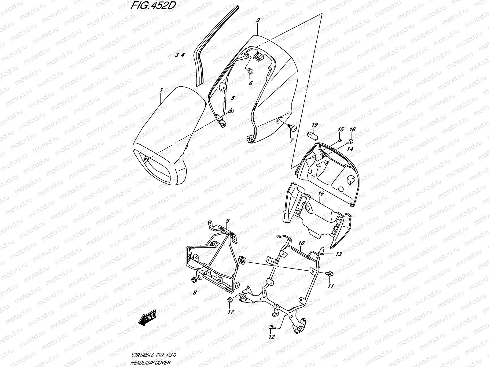 452D - HEADLAMP COVER (FOR BBD)  (VZR1800BZL6 E19)