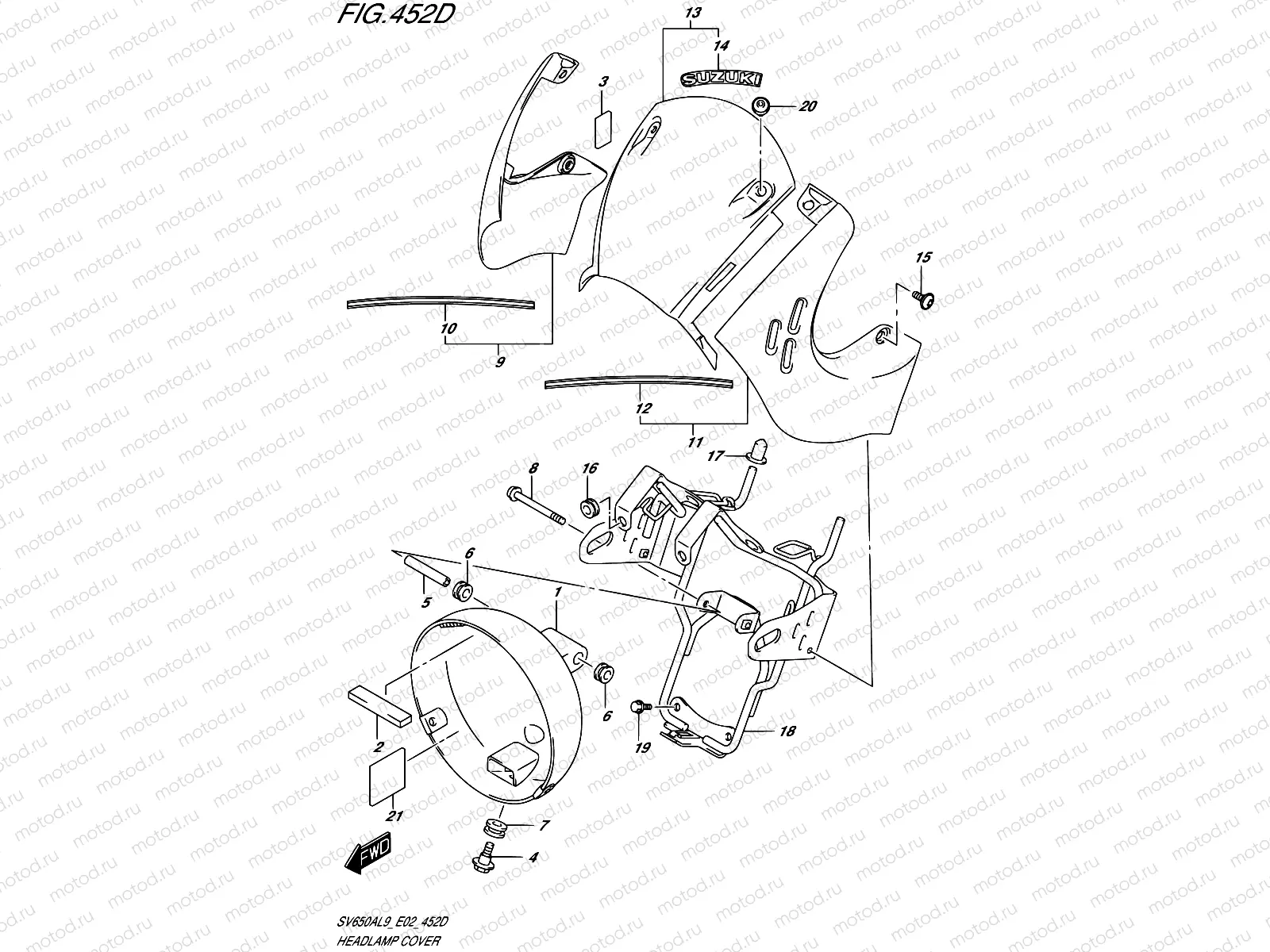 452D - HEADLAMP COVER (SV650XAL9 E19)