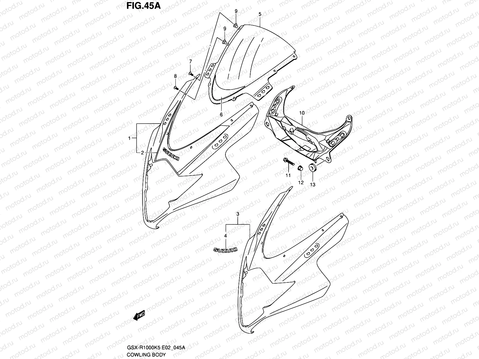 45A - COWLING BODY (GSX-R1000U2K5 E19)