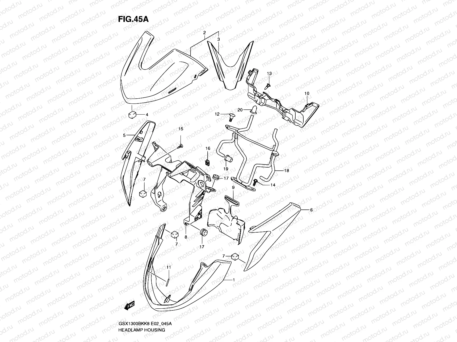45A - HEADLAMP HOUSING (MODEL L0)