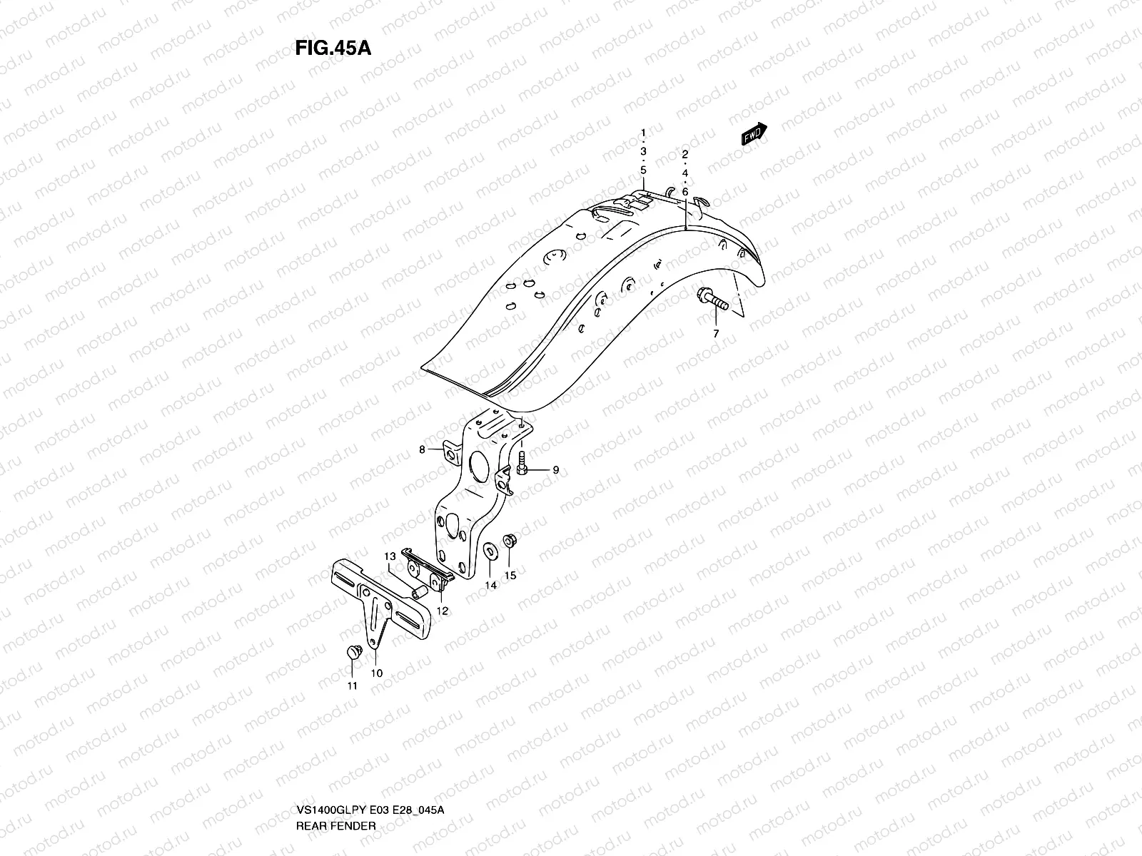 45A - REAR FENDER (MODEL V/W/X)