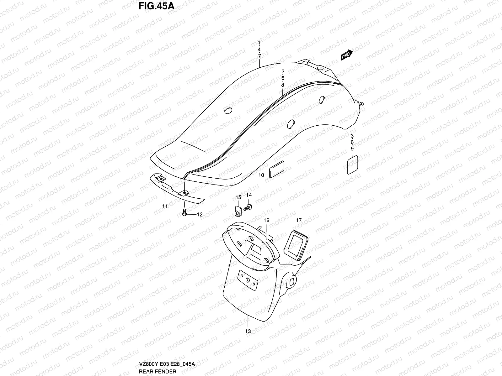 45A - REAR FENDER (MODEL W/X)