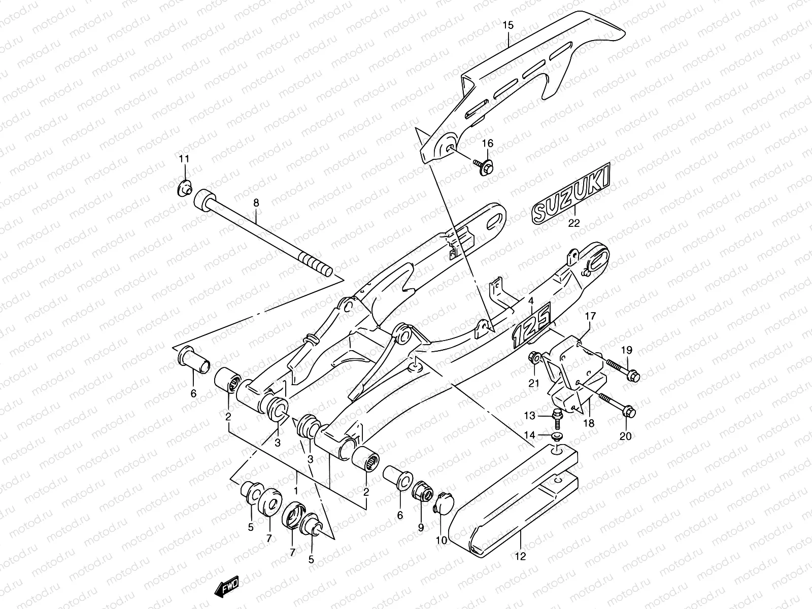 45A - REAR SWINGING ARM (MODEL M/N/P)