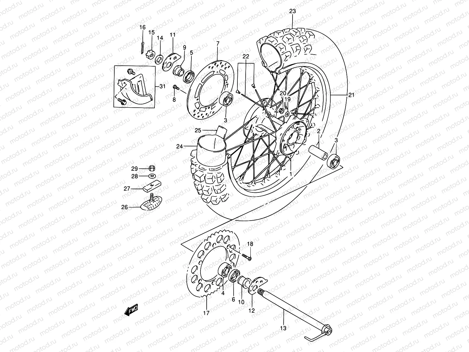 45A - REAR WHEEL (MODEL R/S/T)