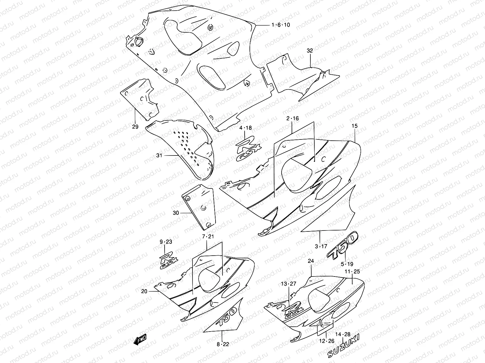 45A - UNDER COWLING BODY (MODEL V)