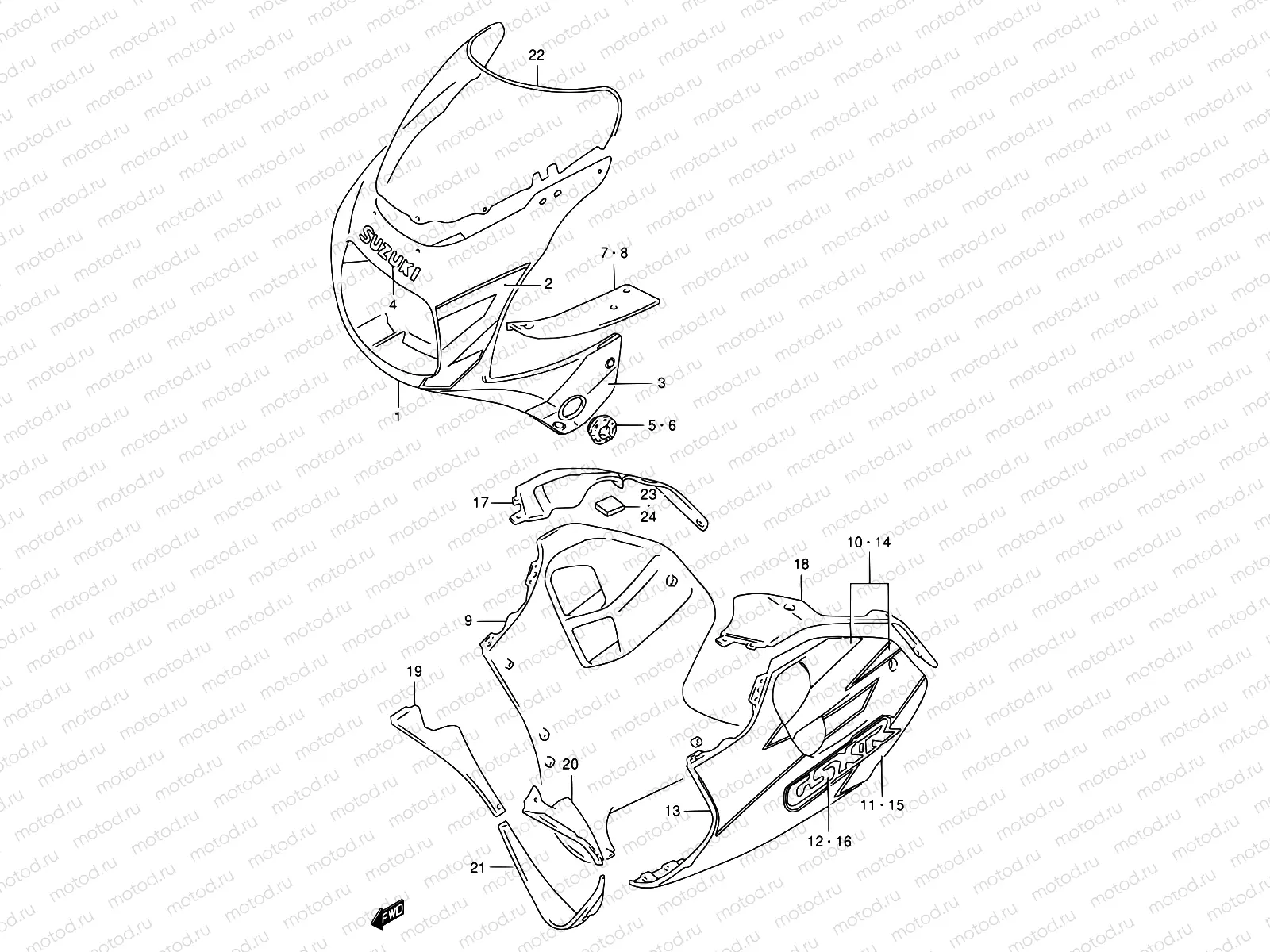 45B - COWLING BODY (MODEL V/W)