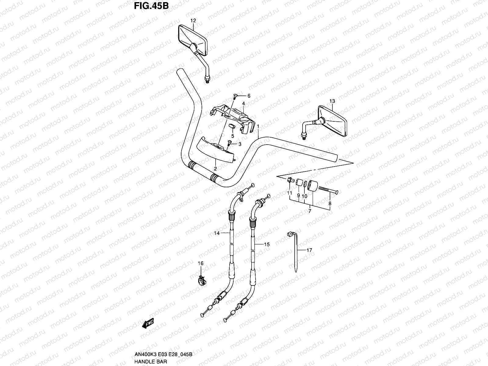 45B - HANDLEBAR (AN400SK5/SK6)