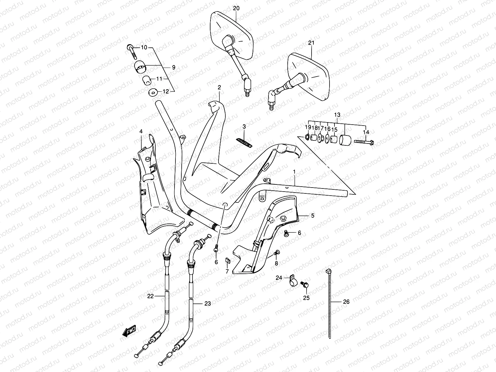 45B - HANDLEBAR (MODEL K1/K2)