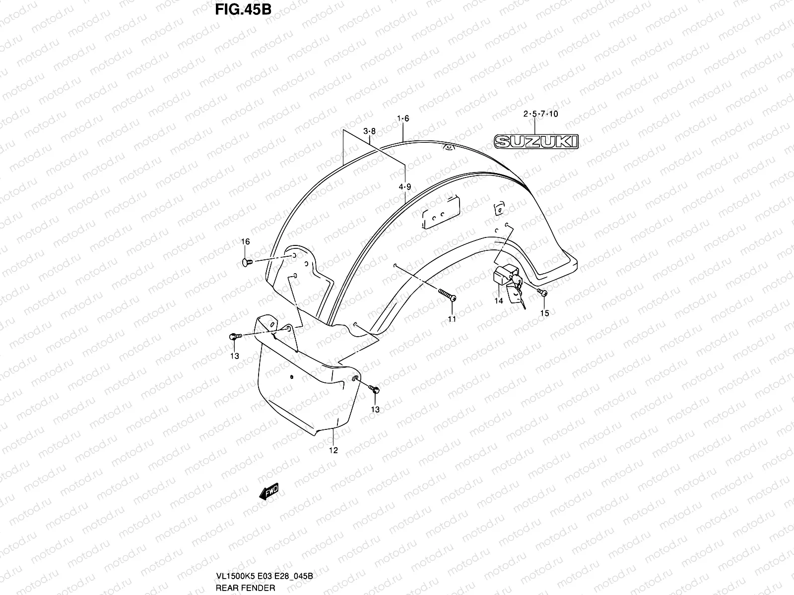 45B - REAR FENDER (MODEL K8)