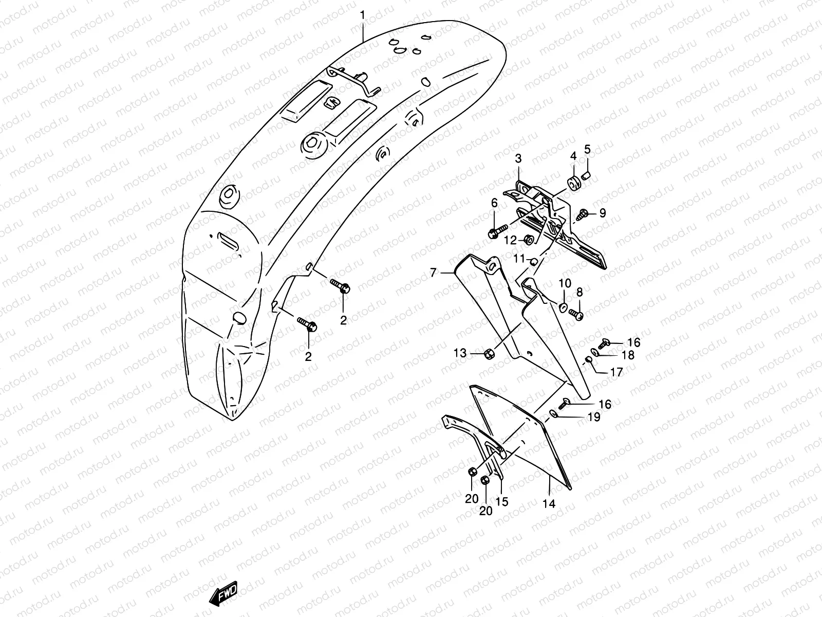 45B - REAR FENDER (MODEL T/V)