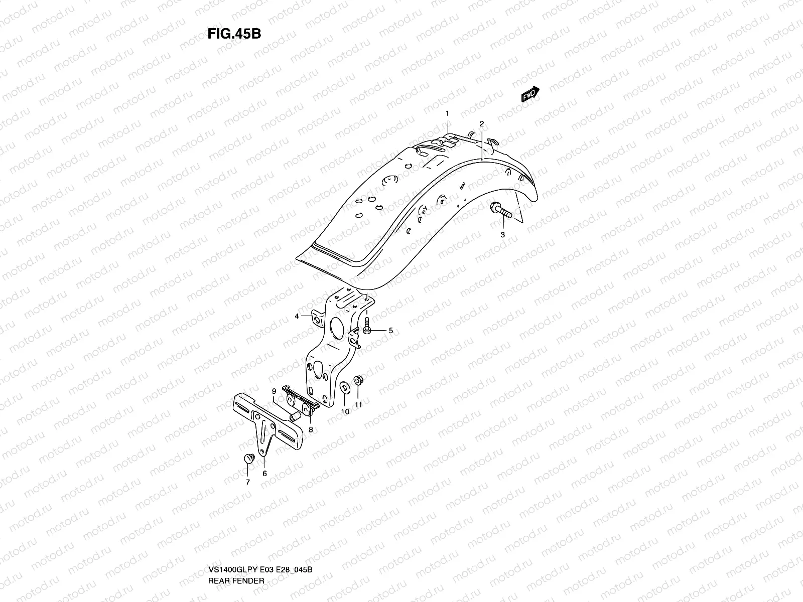 45B - REAR FENDER (MODEL Y/K1/K2/K3)