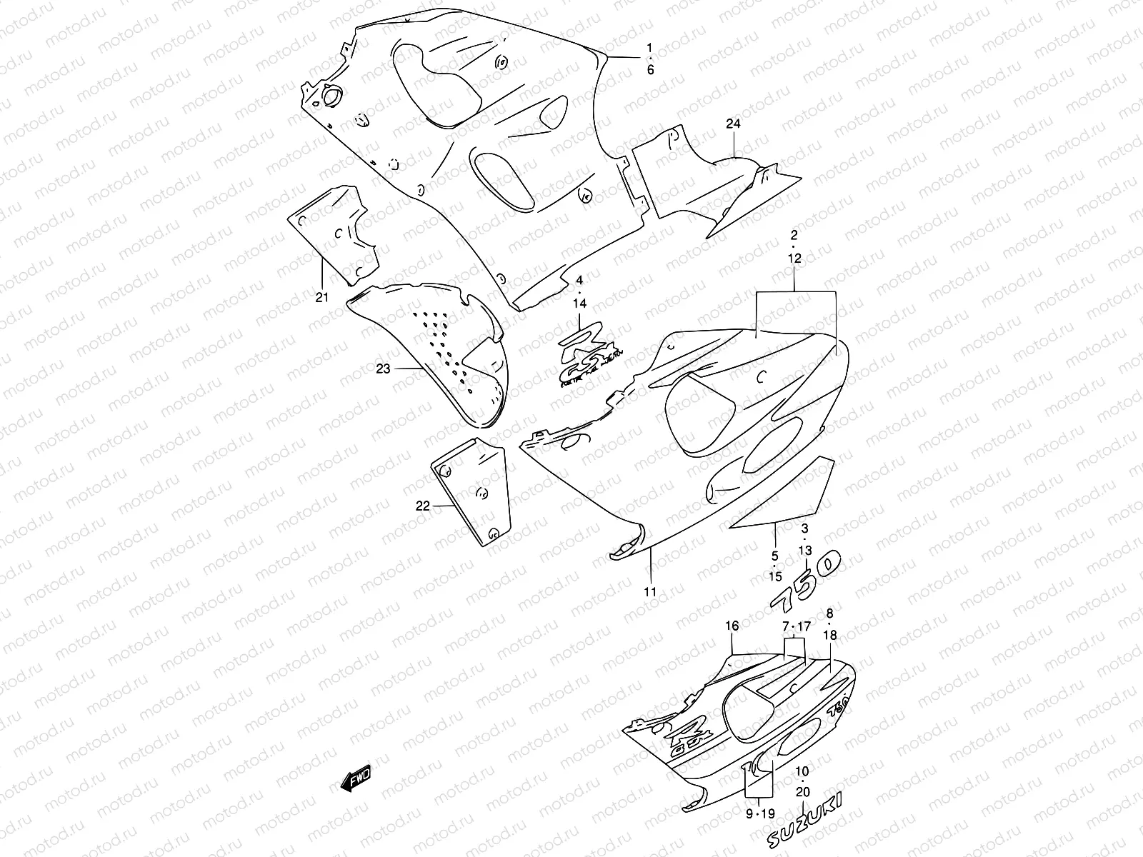 45B - UNDER COWLING BODY (MODEL W)