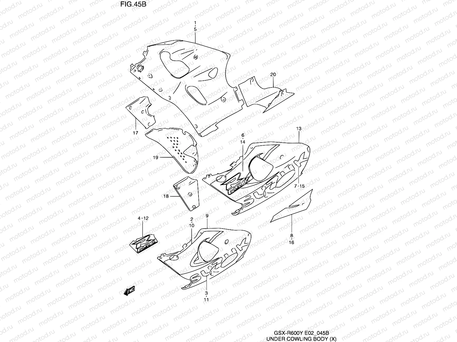 45B - UNDER COWLING BODY (MODEL X)