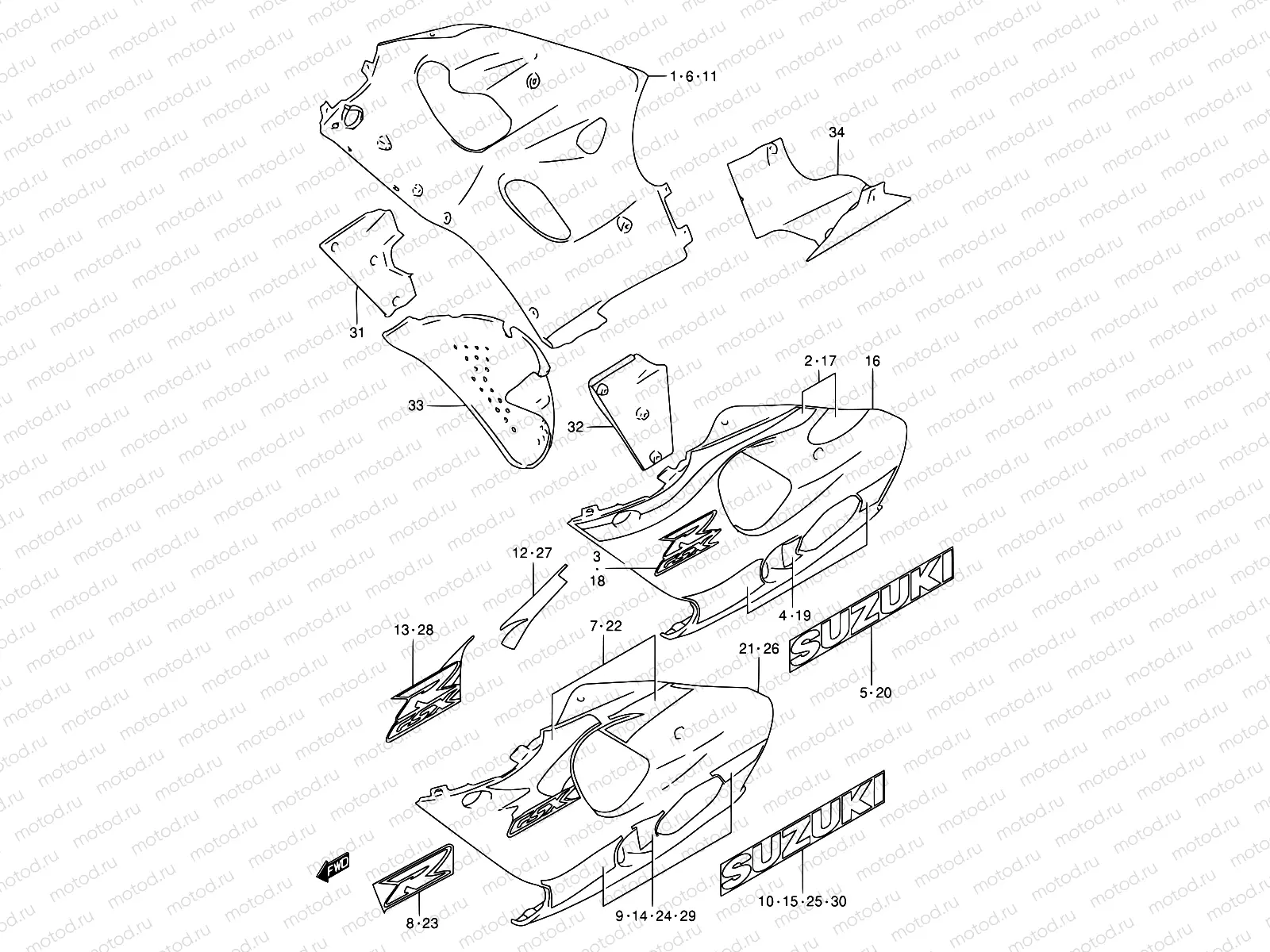 45C - UNDER COWLING BODY (MODEL X)