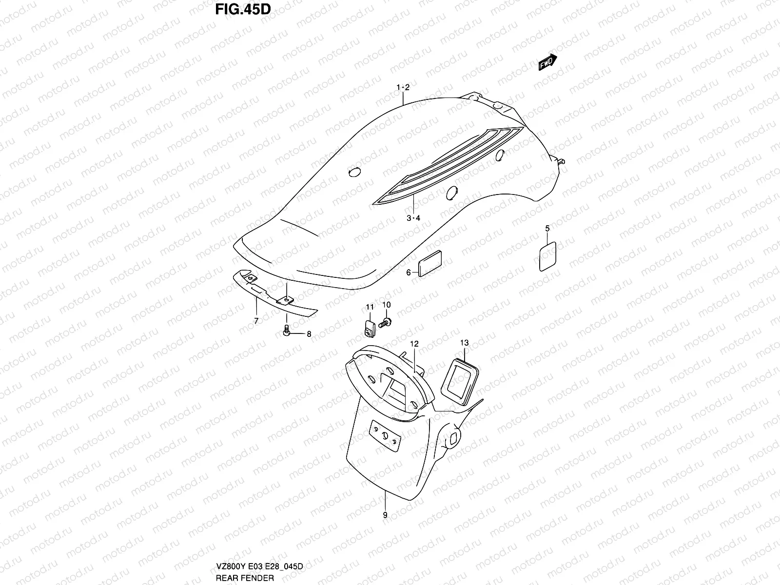 45D - REAR FENDER (MODEL K2)