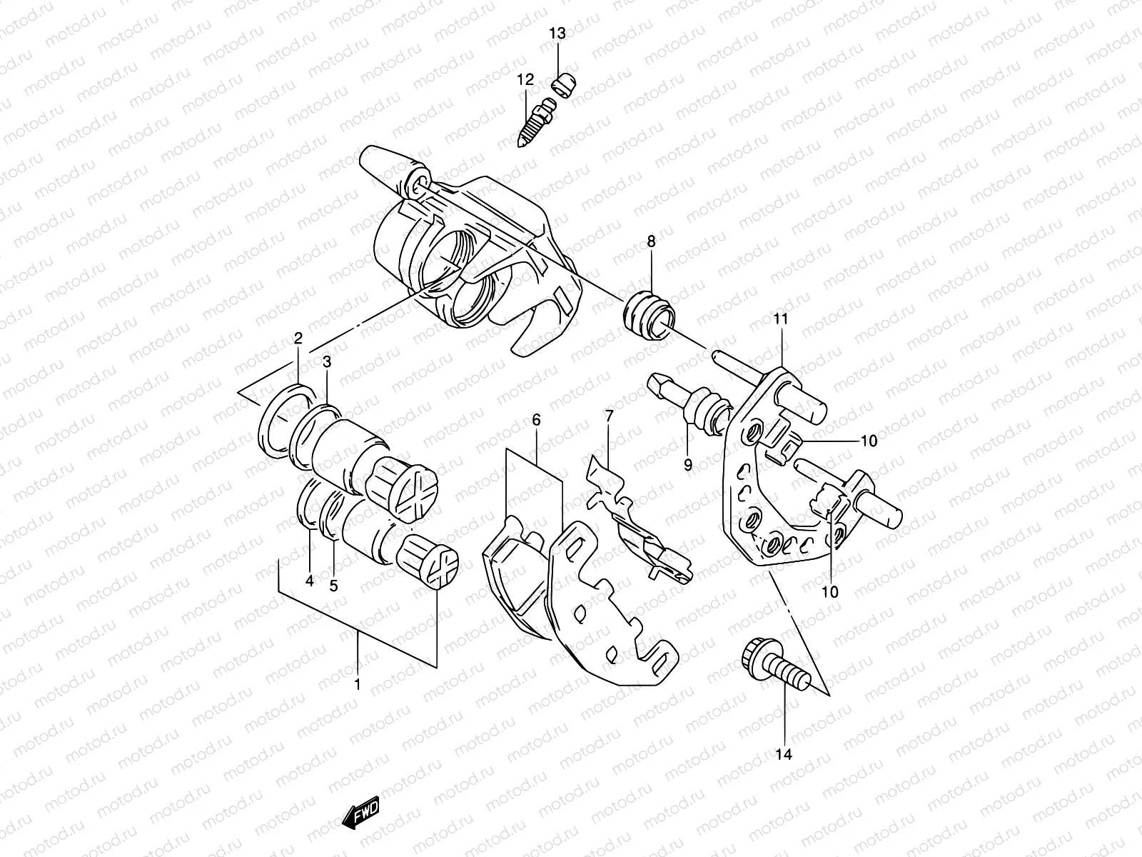 46 - FRONT CALIPER (MODEL K/L/M/N/P/R/S)