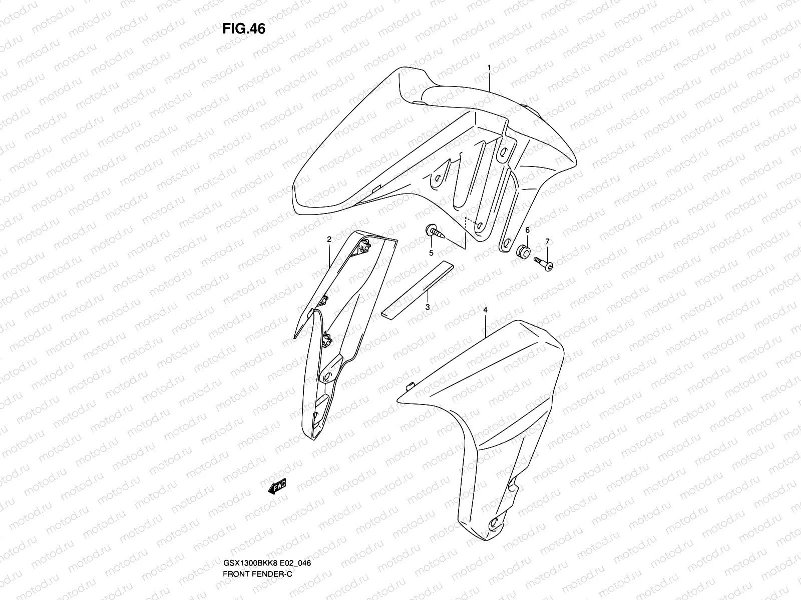 46 - FRONT FENDER (WITHOUT ABS,MODEL K8/K9)
