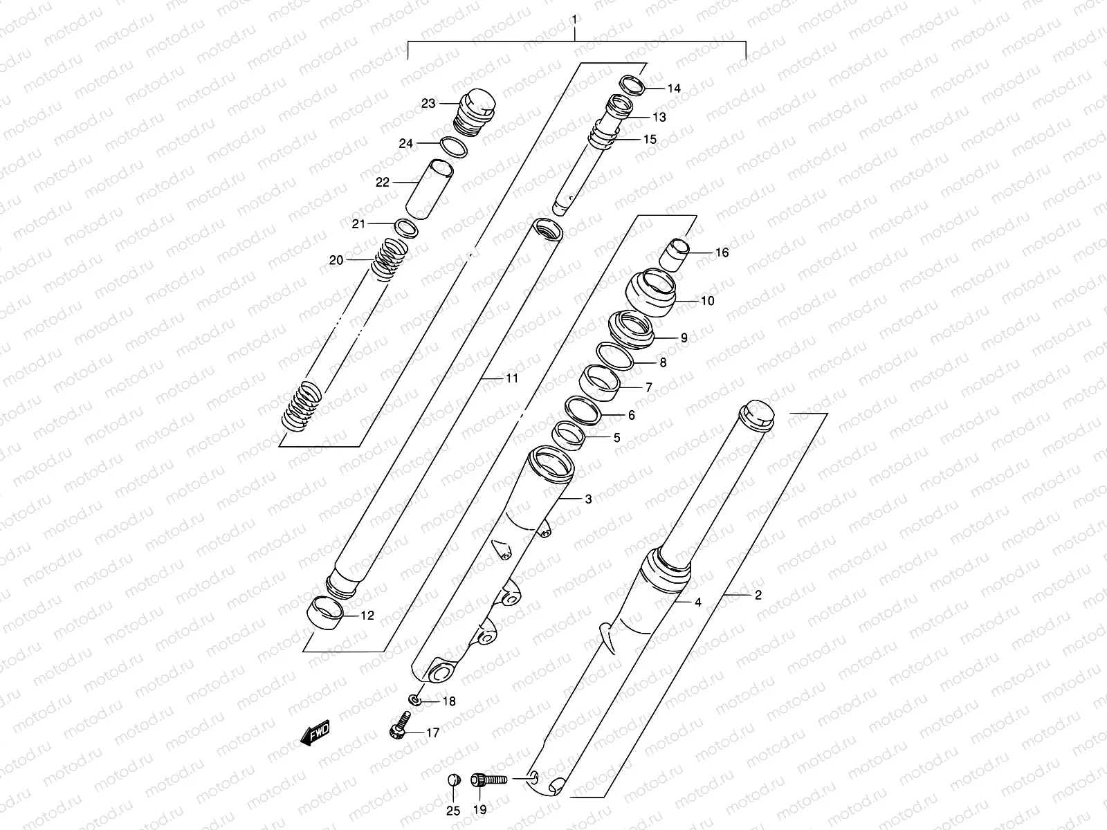 46 - FRONT FORK (MODEL N/P/R/S)