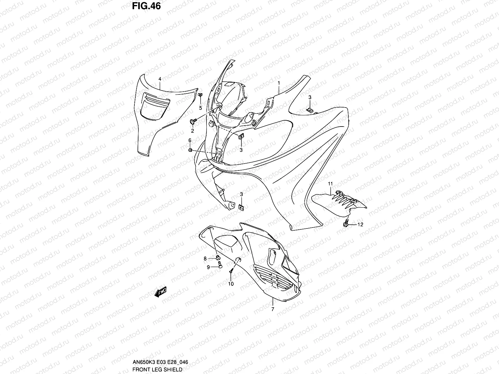 46 - FRONT LEG SHIELD (AN650K3/K4/K5)