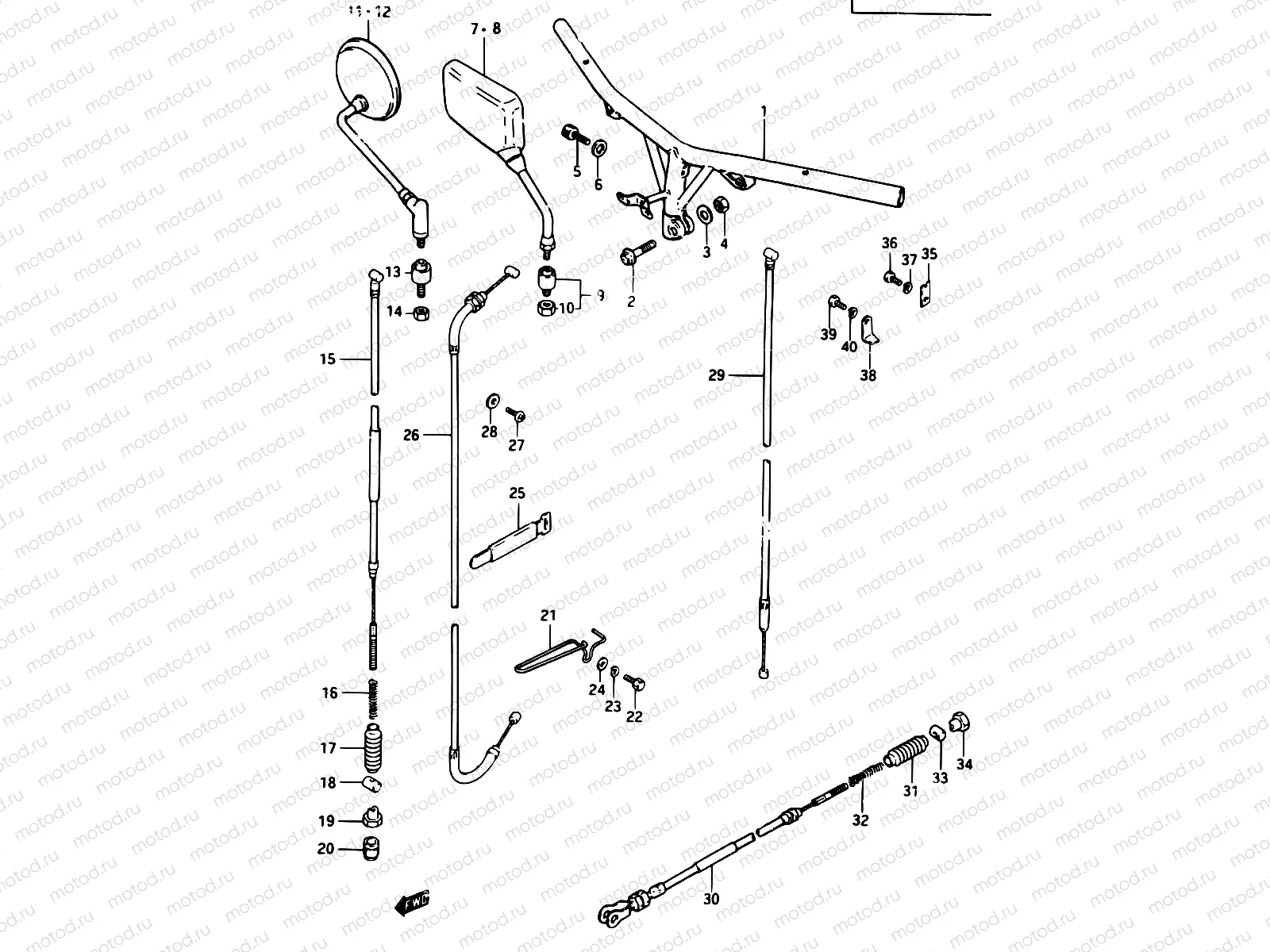 46 - HANDLE BAR - CONTROL CABLE