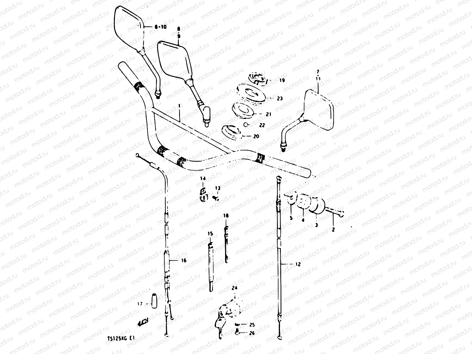 46 - HANDLEBAR (MODEL E E18 F.NO.106210-/MODEL F/G)