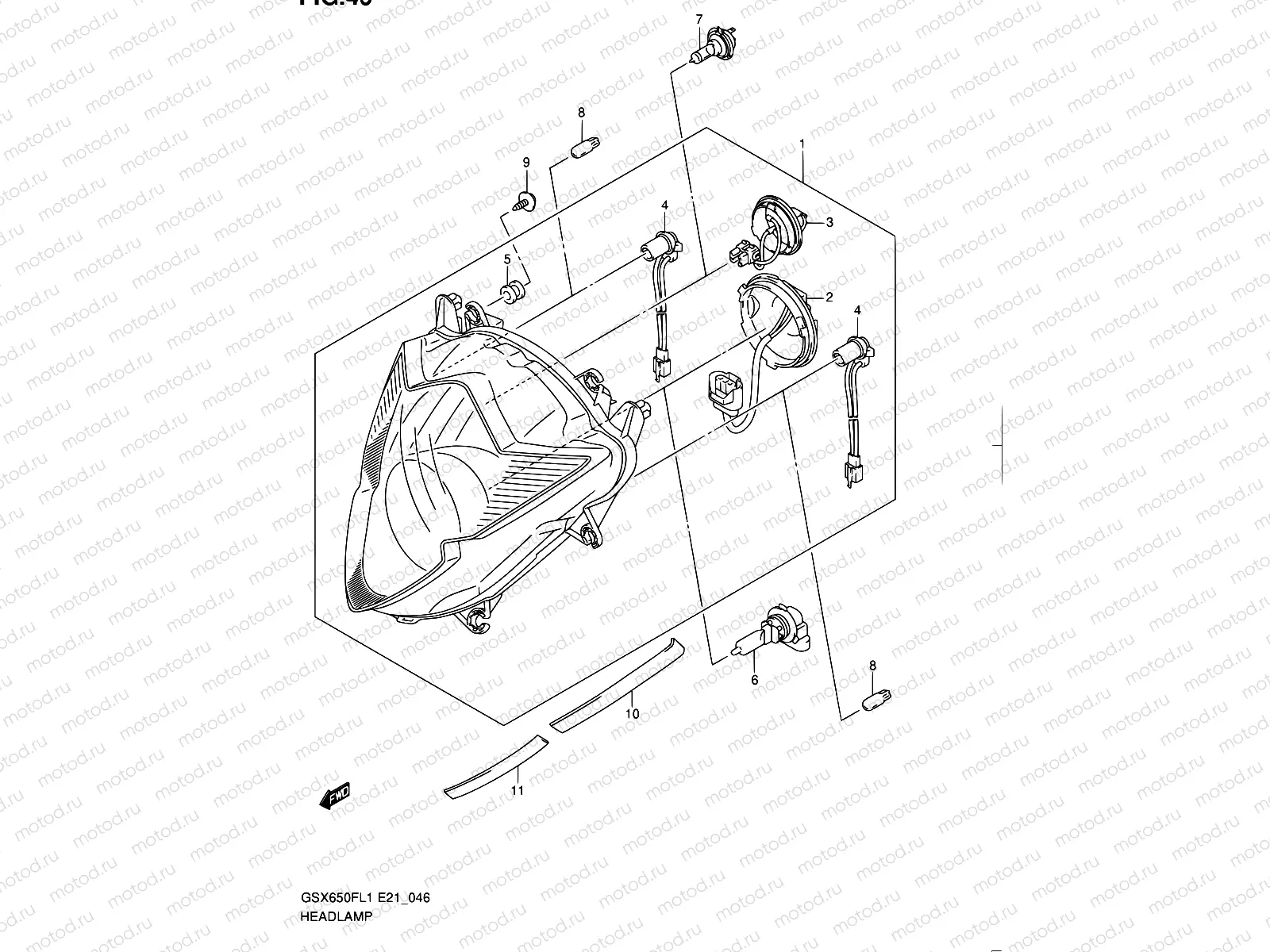 46 - HEADLAMP (GSX650FUL1 E21)